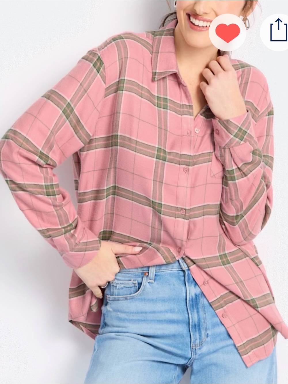 Market & Spruce Pink Plaid Button-Down Shirt